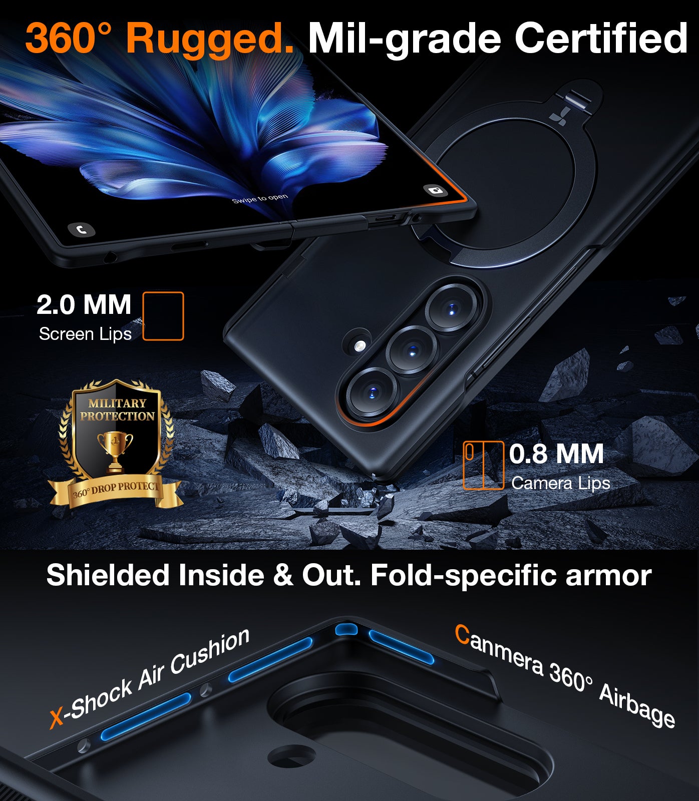 【 Galaxy Z Fold 7系列】TORRAS Ostand Spin Magsafe 手機保護殼