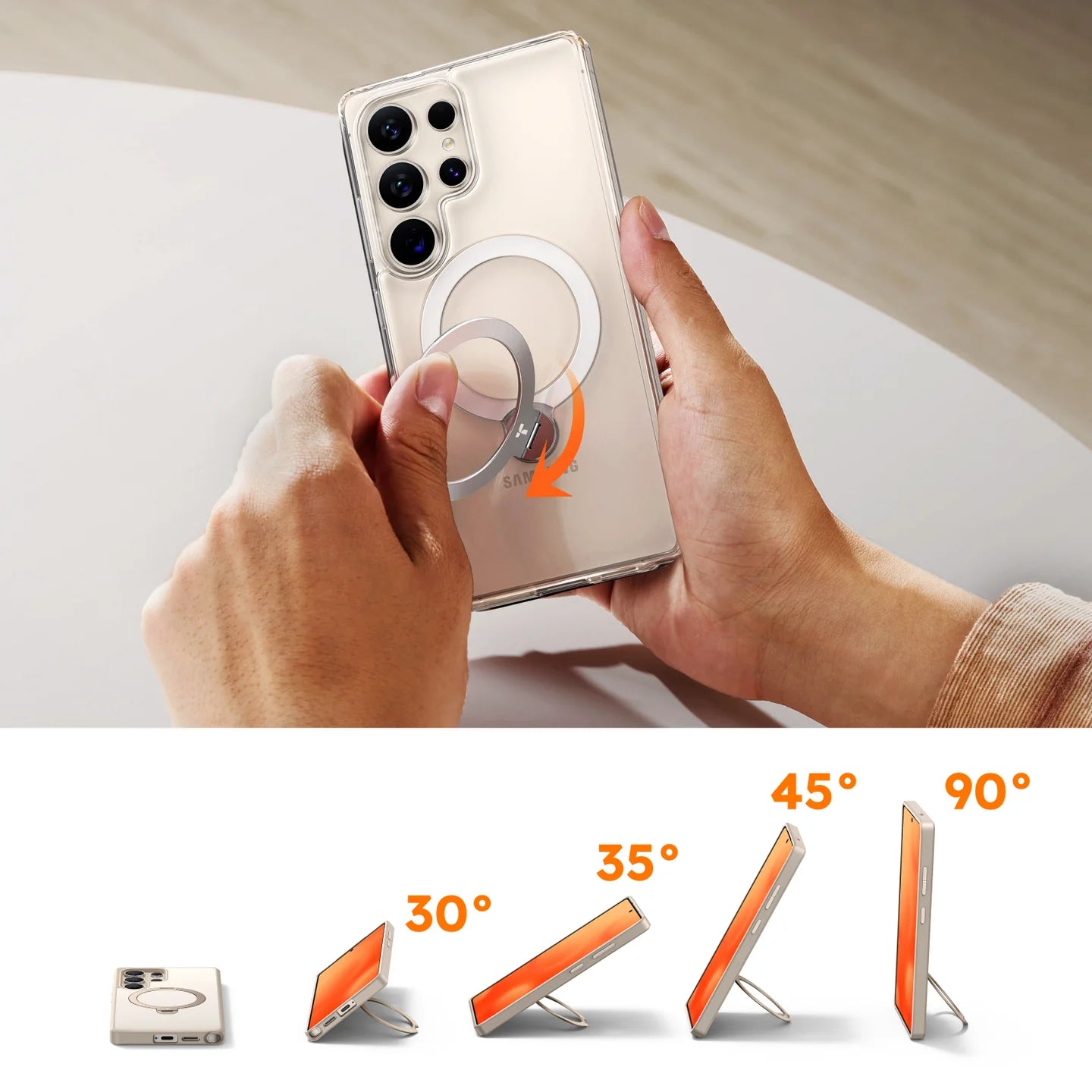 【 Samsung Galaxy S25 系列】TORRAS Ostand Spin Magsafe 手機保護殼